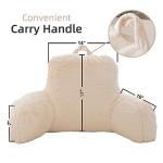 A Nice Night Faux Fur Reading Pillow Bed Wedge Large Adult Children Backrest with Arms Back Support for Sitting Up in Bed/Couch for Bedrest,Ivory