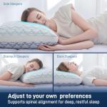 Cotelovo Shredded Memory Foam Soft Bamboo Viscose Pillows Queen Size Set of 2, Adjustable Hypoallergenic Hotel Quality Bed Pillows for Side, Back and Stomach Sleeper, Oeko-TEX Certified