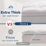 1pc Cooling Mattress Pad, Premium Zoned Quilted Fitted Mattress Topper, Breathable Fluffy Soft Mattress Cover, Machine