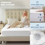 BEDLORE Full Size Waterproof Mattress Protector Viscose Derived from Bamboo, Soft Mattress Cover Fitted with Deep Pocket 6"-15", Breathable Noiseless Mattress Pad, Machine Washable(White)