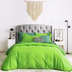 SUSYBAO Light Green Duvet Cover King 100% Cotton 3 Pieces Set 1 Solid Color Neutral Duvet Cover with Zipper Ties 2 Pillow Shams Fluorescent Green Bedding Set Soft