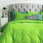 SUSYBAO Light Green Duvet Cover King 100% Cotton 3 Pieces Set 1 Solid Color Neutral Duvet Cover with Zipper Ties 2 Pillow Shams Fluorescent Green Bedding Set Soft