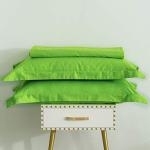 SUSYBAO Light Green Duvet Cover King 100% Cotton 3 Pieces Set 1 Solid Color Neutral Duvet Cover with Zipper Ties 2 Pillow Shams Fluorescent Green Bedding Set Soft