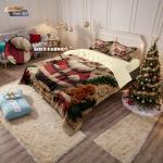 3pcs imitation relief Santa Claus print coreless duvet set, multi size bedroom bedding, holiday decoration, machine washable