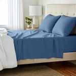 Amazon Basics 4 Piece Bed Sheets Set, 100% Cotton Jersey, Includes Super Soft, Flat and Fitted Sheets, Pillowcase, Queen, Chambray, Solid