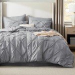 Bedsure King Size Comforter Set - Bedding Sets King 7 Pieces, Pintuck Bed in a Bag Grey Bed Set with Comforter, Sheets, Pillowcases & Shams