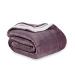 Berkshire Blanket-Sherpa Fleece Blanket, Warm and Soft Loftmink Reversible Blanket for Bed, Sofa and Travel, Plum Smoke, 90 in x 90 in