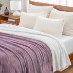 Berkshire Blanket-Sherpa Fleece Blanket, Warm and Soft Loftmink Reversible Blanket for Bed, Sofa and Travel, Plum Smoke, 90 in x 90 in