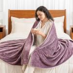 Berkshire Blanket-Sherpa Fleece Blanket, Warm and Soft Loftmink Reversible Blanket for Bed, Sofa and Travel, Plum Smoke, 90 in x 90 in