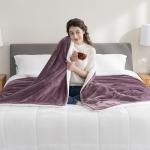 Berkshire Blanket-Sherpa Fleece Blanket, Warm and Soft Loftmink Reversible Blanket for Bed, Sofa and Travel, Plum Smoke, 90 in x 90 in