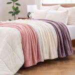 Berkshire Blanket-Sherpa Fleece Blanket, Warm and Soft Loftmink Reversible Blanket for Bed, Sofa and Travel, Plum Smoke, 90 in x 90 in