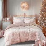 Comfort Spaces Juliette Luxe Comforter Set Velvet Lush with Soft Brushed Microfiber Reverse, All Season Cozy Velvet Bedding Sets, Fluffy Comforter Bed Set, Matching Sham, Blush Full/Queen 3 Piece