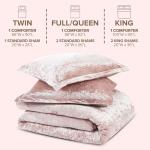Comfort Spaces Juliette Luxe Comforter Set Velvet Lush with Soft Brushed Microfiber Reverse, All Season Cozy Velvet Bedding Sets, Fluffy Comforter Bed Set, Matching Sham, Blush Full/Queen 3 Piece