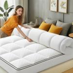Extra Thick Mattress Topper 1000Gsm Cooling Noiseless Breathable Fitted 8-21 Deep Pocket Machine Washable Protector Fits All Bed