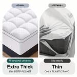 Extra Thick Mattress Topper 1000Gsm Cooling Noiseless Breathable Fitted 8-21 Deep Pocket Machine Washable Protector Fits All Bed