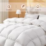 DOWNSTORIA Feather Down Fiber Comforter King Size, Ultra Soft 100% Cotton Duvet Insert, Luxurious Hotel Collection White Bedding Comforters, All Season Medium Warmth 106 x 90 Inch.