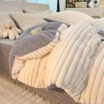 Warm Imitation Rabbit Fur Velvet Bedding Set,AB Side Duvet Cover,Flanne Plush Bed Sheet,Queen King Home Bedclothes Drop shipping