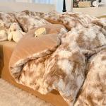 Warm Imitation Rabbit Fur Velvet Bedding Set,AB Side Duvet Cover,Flanne Plush Bed Sheet,Queen King Home Bedclothes Drop shipping