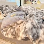 Warm Imitation Rabbit Fur Velvet Bedding Set,AB Side Duvet Cover,Flanne Plush Bed Sheet,Queen King Home Bedclothes Drop shipping