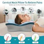 Cervical Pillow for Neck Pain Relief - Ergonomic Neck Pillow for Sleeping Contour Memory Foam Pillows with Cooling Pillowcase, Orthopedic Bed Pillow for Side Back Stomach Sleepers