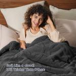 PHF Soft Sherpa Fleece Blanket Queen Size for Bed, 510GSM Fleece Lightweight Yet Warm Blanket, No Shed No Pilling, 90" x 90", Tufted Jacquard Cozy Thick Bed Throw for Home Decor, Dark Grey