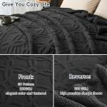 PHF Soft Sherpa Fleece Blanket Queen Size for Bed, 510GSM Fleece Lightweight Yet Warm Blanket, No Shed No Pilling, 90" x 90", Tufted Jacquard Cozy Thick Bed Throw for Home Decor, Dark Grey