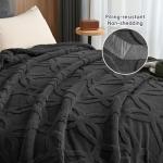 PHF Soft Sherpa Fleece Blanket Queen Size for Bed, 510GSM Fleece Lightweight Yet Warm Blanket, No Shed No Pilling, 90" x 90", Tufted Jacquard Cozy Thick Bed Throw for Home Decor, Dark Grey