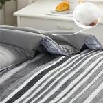 KAKIJUMN 5 Piece Bed in a Bag Stripe Comforter Set Twin Size, White Grey Black Patchwork Striped Comforter and Sheet Set, All Season Soft Microfiber Complete Bedding Sets(Grey,Twin)