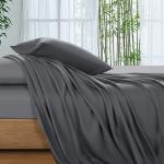 SONORO KATE 100% Viscose Derived from Bamboo_Sheets Queen Size, Ultra Breathable & Cooling Bed Sheets for Hot Sleepers, Hotel Luxury Silky Bedding Sheets, 16" Deep Pocket - 4PC (Dark Grey,Queen)
