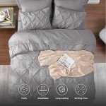 Bedsure King Size Comforter Set - Bedding Sets King 7 Pieces, Pintuck Bed in a Bag Grey Bed Set with Comforter, Sheets, Pillowcases & Shams