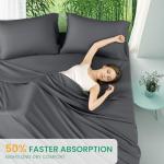 SONORO KATE 100% Viscose Derived from Bamboo_Sheets Queen Size, Ultra Breathable & Cooling Bed Sheets for Hot Sleepers, Hotel Luxury Silky Bedding Sheets, 16" Deep Pocket - 4PC (Dark Grey,Queen)
