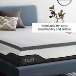 Lucid 2 Inch Bamboo Charcoal Infused Memory Foam Mattress Topper - Queen Size – Moisture and Odor Control - Ventilated - Plush Feel, Pressure-Relieving Bed Topper – CertiPur Certified