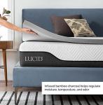 Lucid 2 Inch Bamboo Charcoal Infused Memory Foam Mattress Topper - Queen Size – Moisture and Odor Control - Ventilated - Plush Feel, Pressure-Relieving Bed Topper – CertiPur Certified