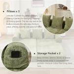 Convertible Folding Mattress Sofa Bed, Chenille Floor Lounge Couch With Armrests & Storage Pockets, Includes Pillows & Non-slip