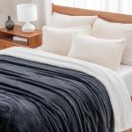 Berkshire Blanket-Sherpa Fleece Blanket, Warm and Soft Loftmink Reversible Blanket for Bed, Sofa and Travel, Black, 60 in x 90 in