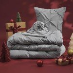 Bedsure King Size Comforter Set - Bedding Sets King 7 Pieces, Pintuck Bed in a Bag Grey Bed Set with Comforter, Sheets, Pillowcases & Shams