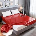 Vinyl Queen Fitted Massage Mattress with Elastic Band, Fits Bed Cover Mat 80x60'' Wide for Nuru Massage Safe Against Water&Oil, Bed Sheet-Silicone Based Massage Products, Noiseless&Hypoallergenic, Red