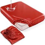 Vinyl Queen Fitted Massage Mattress with Elastic Band, Fits Bed Cover Mat 80x60'' Wide for Nuru Massage Safe Against Water&Oil, Bed Sheet-Silicone Based Massage Products, Noiseless&Hypoallergenic, Red