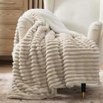 Bedsure Sherpa Throw Blanket for Couch - Super Soft, Cozy Fleece Thick Warm Blanket for Winter, GentleSoft Plush & Fluffy Christmas Throw Gift for Women, Room Decor, Beige, 50x60 Inches