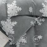 Bedsure Fluffy Duvet Cover Set - Ultra Soft Plush Shaggy Comforter Cover Queen Size, Warm Flannel Fleece Bed Sets for Winter, 3 Pieces, Snowflake Pattern, Grey