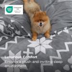 Bedsure Fluffy Duvet Cover Set - Ultra Soft Plush Shaggy Comforter Cover Queen Size, Warm Flannel Fleece Bed Sets for Winter, 3 Pieces, Snowflake Pattern, Grey