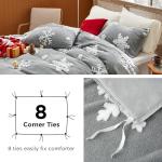 Bedsure Fluffy Duvet Cover Set - Ultra Soft Plush Shaggy Comforter Cover Queen Size, Warm Flannel Fleece Bed Sets for Winter, 3 Pieces, Snowflake Pattern, Grey