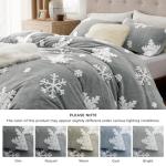 Bedsure Fluffy Duvet Cover Set - Ultra Soft Plush Shaggy Comforter Cover Queen Size, Warm Flannel Fleece Bed Sets for Winter, 3 Pieces, Snowflake Pattern, Grey