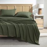 Andency Queen Sheet Set 4 Pieces, Dark Olive Green Super Soft Sheets for Queen Size Bed, Microfiber Queen Sheet, Deep Pocket Up to 16", Hotel Luxury Breathable & Cooling Bed Sheet Set