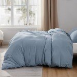 Bedsure 100% Jersey Knit Cotton Duvet Cover King Size - Ultra Soft T-Shirt Cotton Bedding Set, Includes 1 Duvet Cover 104x90 Inches with Zipper Closure & 2 Pillowcases (Mineral Blue)