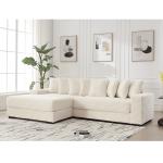 Oversized L-Shaped Corduroy Sofa with Left Chaise, Armrests, 8 Pillows, Beige, Easy Assembly