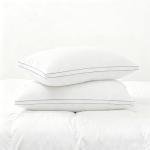 Homotive Feather Pillows Queen Size Set of 2 Goose Down Pillows with 100% Breathable Cotton Cover, Hotel Collection Bed Pillows for Sleeping, Soft Support for Back, Stomach and Side Sleepers
