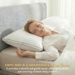Homotive Feather Pillows Queen Size Set of 2 Goose Down Pillows with 100% Breathable Cotton Cover, Hotel Collection Bed Pillows for Sleeping, Soft Support for Back, Stomach and Side Sleepers