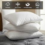Homotive Feather Pillows Queen Size Set of 2 Goose Down Pillows with 100% Breathable Cotton Cover, Hotel Collection Bed Pillows for Sleeping, Soft Support for Back, Stomach and Side Sleepers