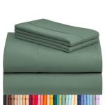 LuxClub 4 PC Queen Sheet Set, Deep Pockets Wrinkle Free Cooling Bed Sheets Hotel Bedding for Women, Men, Kids & Teens, Includes 1 Fitted Sheet, 1 Flat Sheet and 2 Pillowcases-Soft Tree Moss Green